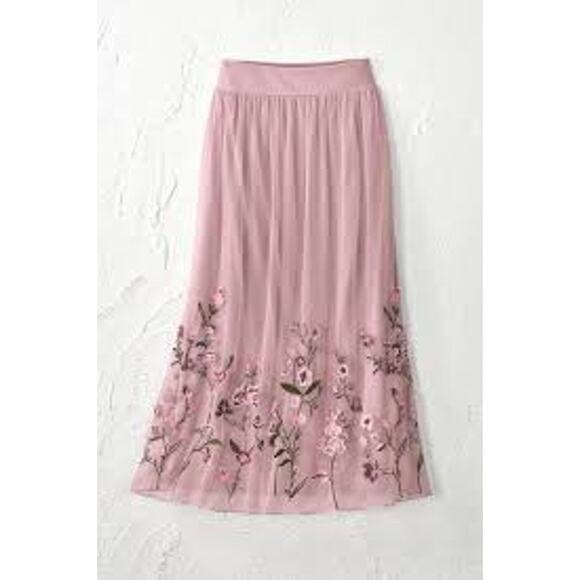 Coldwater Creek Rosana Mesh Skirt Maxi Embroidered Balletcore Women Large - Picture 1 of 10